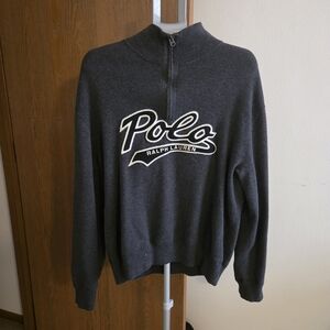 Polo by Ralph Lauren Mens Charcoal Quarter-Zip Sweater